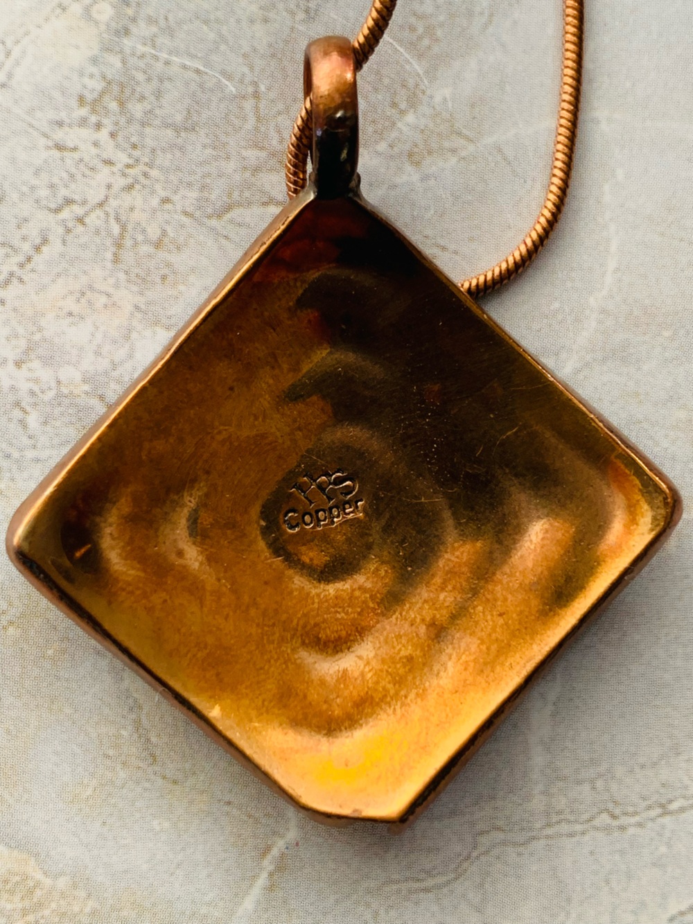 Copper Spiral Pendant Necklace Signed - Picture 3 of 6